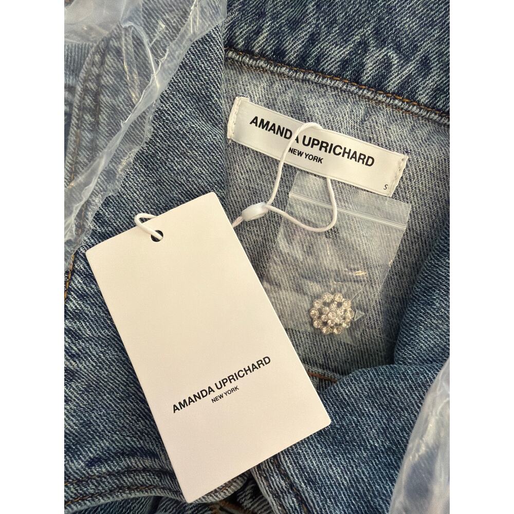 NWT Amanda Uprichard Greyson rhinestone denim jean vest sz S - Picture 6 of 6